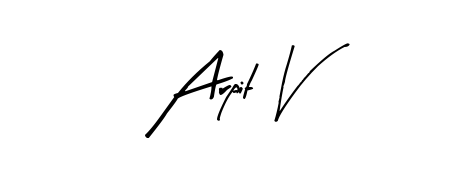 Explore multiple handwriting variations for Arpit V including this stunning Arty Signature design. Free to use across all platforms. Arpit V signature style 8 images and pictures png