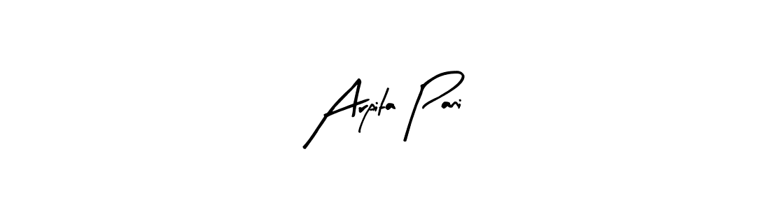 Arty Signature is a professional signature style that is perfect for those who want to add a touch of class to their signature. It is also a great choice for those who want to make their signature more unique. Get Arpita Pani name to fancy signature for free. Arpita Pani signature style 8 images and pictures png