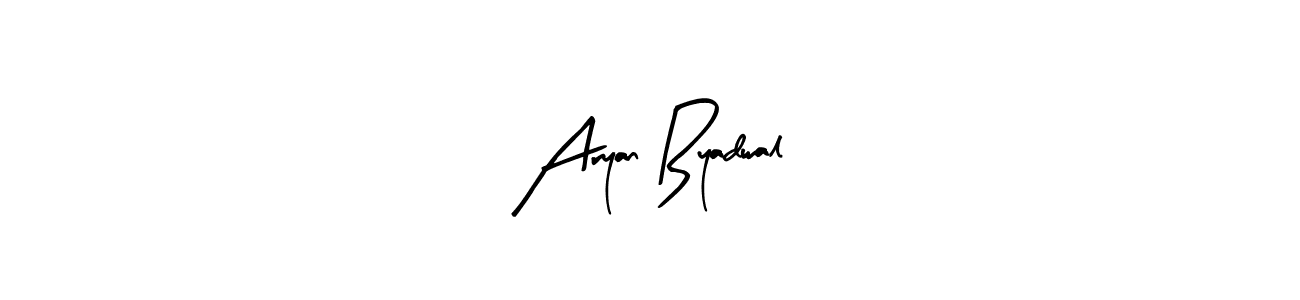 How to make Aryan Byadwal name signature. Use Arty Signature style for creating short signs online. This is the latest handwritten sign. Aryan Byadwal signature style 8 images and pictures png