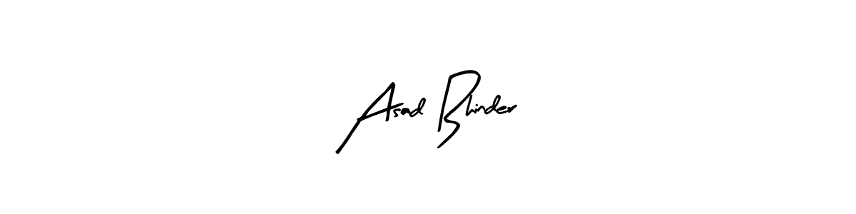 How to make Asad Bhinder name signature. Use Arty Signature style for creating short signs online. This is the latest handwritten sign. Asad Bhinder signature style 8 images and pictures png