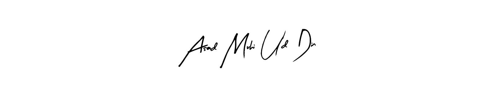 Similarly Arty Signature is the best handwritten signature design. Signature creator online .You can use it as an online autograph creator for name Asad Muhi Ud Din. Asad Muhi Ud Din signature style 8 images and pictures png