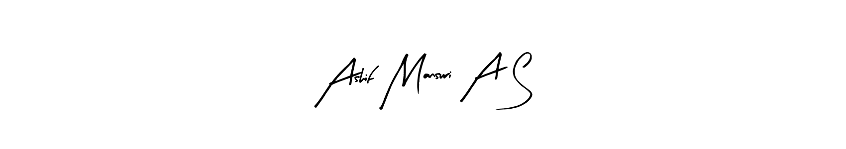 Arty Signature is a professional signature style that is perfect for those who want to add a touch of class to their signature. It is also a great choice for those who want to make their signature more unique. Get Ashif Mansuri A S name to fancy signature for free. Ashif Mansuri A S signature style 8 images and pictures png