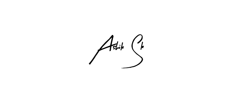 The best way (Arty Signature) to make a short signature is to pick only two or three words in your name. The name Ashik Sk include a total of six letters. For converting this name. Ashik Sk signature style 8 images and pictures png