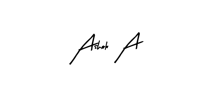 How to make Ashok A name signature. Use Arty Signature style for creating short signs online. This is the latest handwritten sign. Ashok A signature style 8 images and pictures png