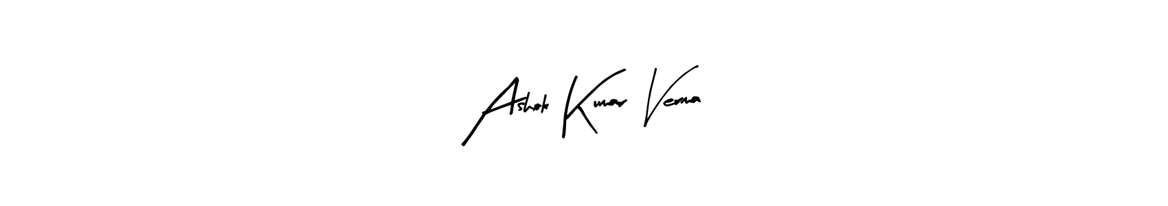 How to make Ashok Kumar Verma name signature. Use Arty Signature style for creating short signs online. This is the latest handwritten sign. Ashok Kumar Verma signature style 8 images and pictures png