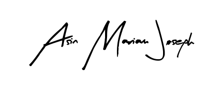 The Arty Signature typeface gives name Asin Mariam Joseph a refined look. Suitable for certificates, diplomas, and official verification. Asin Mariam Joseph signature style 8 images and pictures png