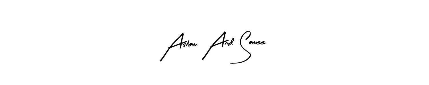 Here are the top 10 professional signature styles for the name Aslam And Samee. These are the best autograph styles you can use for your name. Aslam And Samee signature style 8 images and pictures png