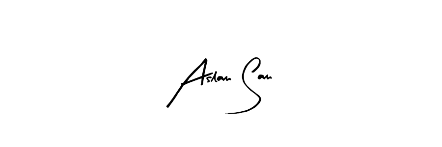 The best way (Arty Signature) to make a short signature is to pick only two or three words in your name. The name Aslam Sam include a total of six letters. For converting this name. Aslam Sam signature style 8 images and pictures png