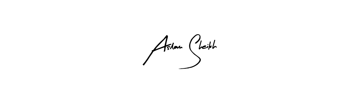 Make a beautiful signature design for name Aslam Sheikh. With this signature (Arty Signature) style, you can create a handwritten signature for free. Aslam Sheikh signature style 8 images and pictures png