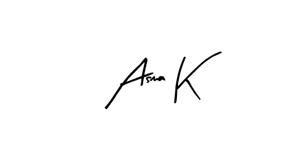 Similarly Arty Signature is the best handwritten signature design. Signature creator online .You can use it as an online autograph creator for name Asma K. Asma K signature style 8 images and pictures png