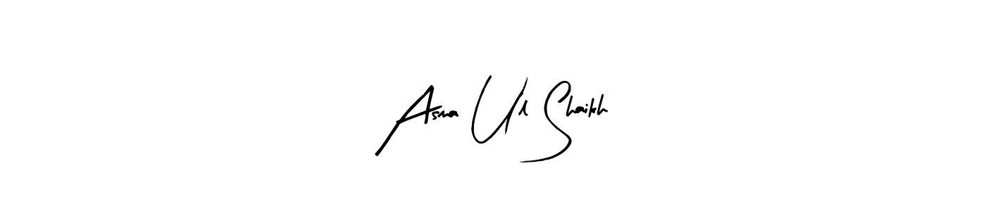 if you are searching for the best signature style for your name Asma Ul Shaikh. so please give up your signature search. here we have designed multiple signature styles  using Arty Signature. Asma Ul Shaikh signature style 8 images and pictures png