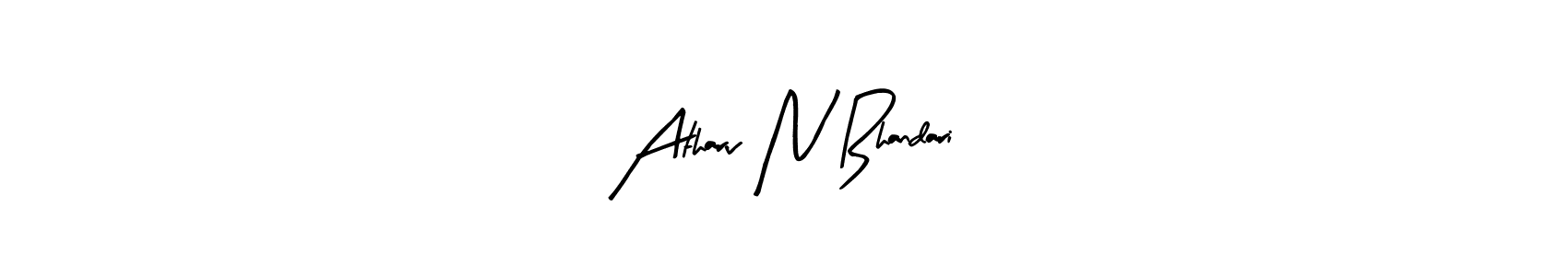 The best way (Arty Signature) to make a short signature is to pick only two or three words in your name. The name Atharv N Bhandari include a total of six letters. For converting this name. Atharv N Bhandari signature style 8 images and pictures png