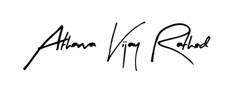 The Arty Signature handwriting style adds charm and authenticity to name Atharva Vijay Rathod. A wonderful choice for personal thank-you notes. Atharva Vijay Rathod signature style 8 images and pictures png