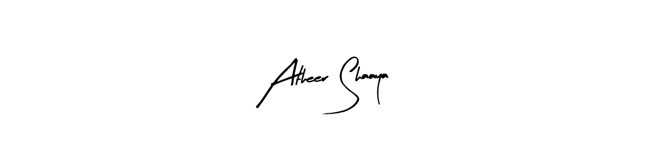 Arty Signature is a professional signature style that is perfect for those who want to add a touch of class to their signature. It is also a great choice for those who want to make their signature more unique. Get Atheer Shaaya name to fancy signature for free. Atheer Shaaya signature style 8 images and pictures png