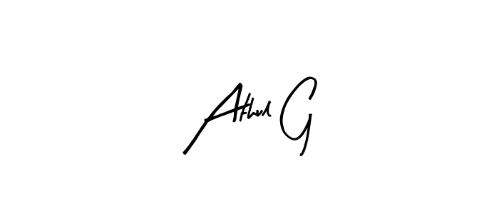 Use a signature maker to create a handwritten signature online. With this signature software, you can design (Arty Signature) your own signature for name Athul G. Athul G signature style 8 images and pictures png