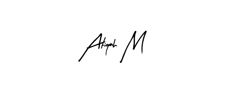 if you are searching for the best signature style for your name Atiqah M. so please give up your signature search. here we have designed multiple signature styles  using Arty Signature. Atiqah M signature style 8 images and pictures png