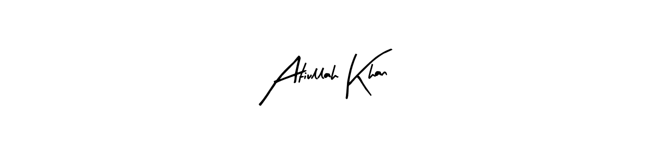 The best way (Arty Signature) to make a short signature is to pick only two or three words in your name. The name Atiullah Khan include a total of six letters. For converting this name. Atiullah Khan signature style 8 images and pictures png