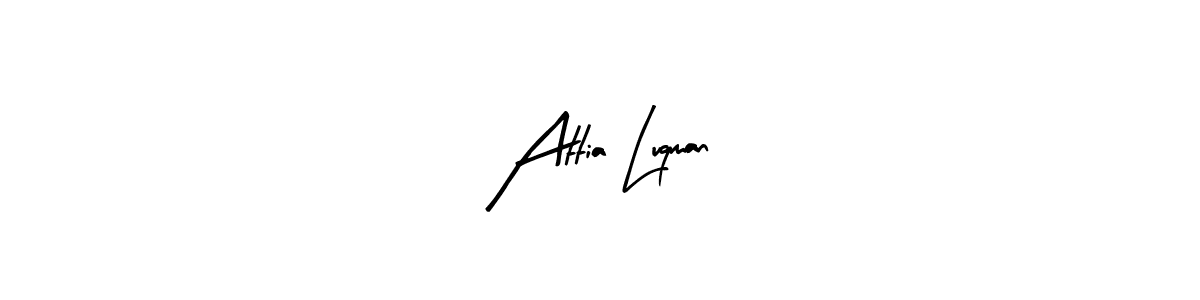 Arty Signature is a professional signature style that is perfect for those who want to add a touch of class to their signature. It is also a great choice for those who want to make their signature more unique. Get Attia Luqman name to fancy signature for free. Attia Luqman signature style 8 images and pictures png