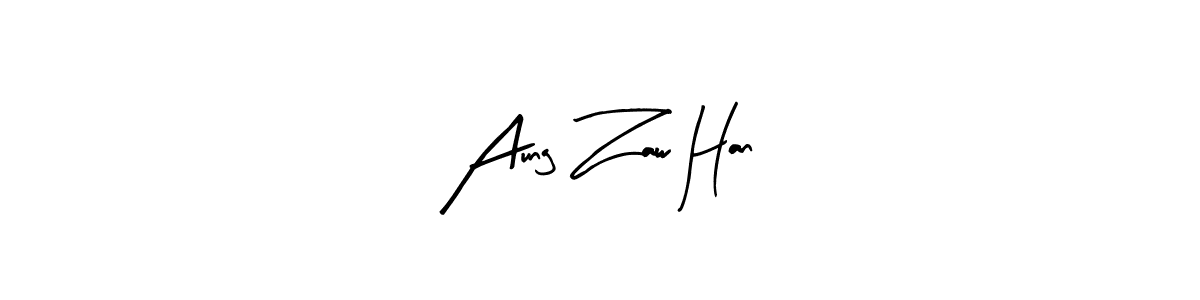 The best way (Arty Signature) to make a short signature is to pick only two or three words in your name. The name Aung Zaw Han include a total of six letters. For converting this name. Aung Zaw Han signature style 8 images and pictures png