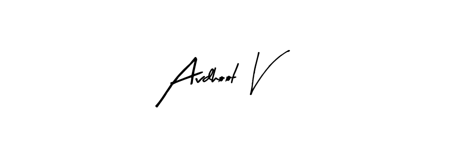 Create a beautiful signature design for name Avdhoot V. With this signature (Arty Signature) fonts, you can make a handwritten signature for free. Avdhoot V signature style 8 images and pictures png