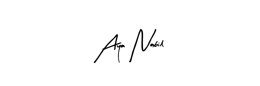 Use a signature maker to create a handwritten signature online. With this signature software, you can design (Arty Signature) your own signature for name Aya Nabil. Aya Nabil signature style 8 images and pictures png