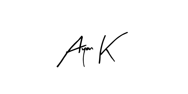 Similarly Arty Signature is the best handwritten signature design. Signature creator online .You can use it as an online autograph creator for name Ayan K. Ayan K signature style 8 images and pictures png