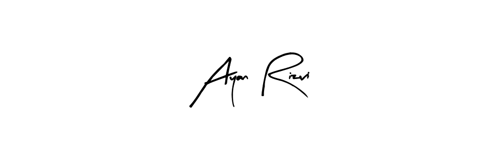 Arty Signature is a professional signature style that is perfect for those who want to add a touch of class to their signature. It is also a great choice for those who want to make their signature more unique. Get Ayan Rizvi name to fancy signature for free. Ayan Rizvi signature style 8 images and pictures png