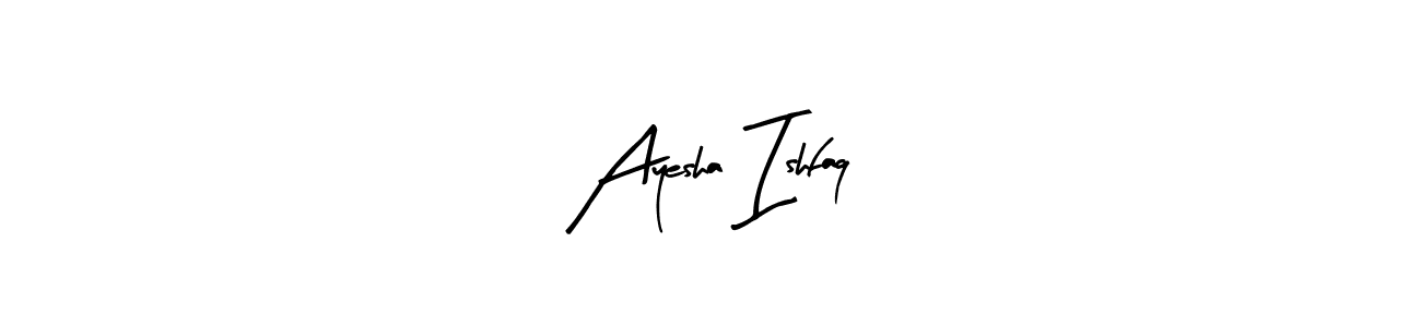 The best way (Arty Signature) to make a short signature is to pick only two or three words in your name. The name Ayesha Ishfaq include a total of six letters. For converting this name. Ayesha Ishfaq signature style 8 images and pictures png