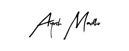 Designed for modern professionals: Ayush Madhu name signature crafted with Arty Signature script. Ready for digital PDF workflows. Ayush Madhu signature style 8 images and pictures png