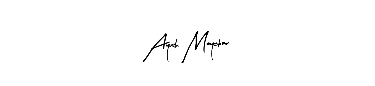 Arty Signature is a professional signature style that is perfect for those who want to add a touch of class to their signature. It is also a great choice for those who want to make their signature more unique. Get Ayush Mayekar name to fancy signature for free. Ayush Mayekar signature style 8 images and pictures png