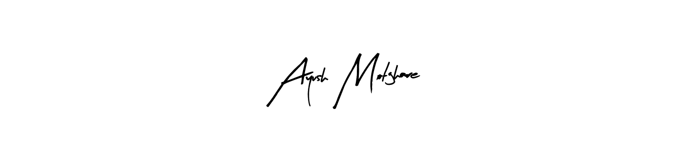 The best way (Arty Signature) to make a short signature is to pick only two or three words in your name. The name Ayush Motghare include a total of six letters. For converting this name. Ayush Motghare signature style 8 images and pictures png