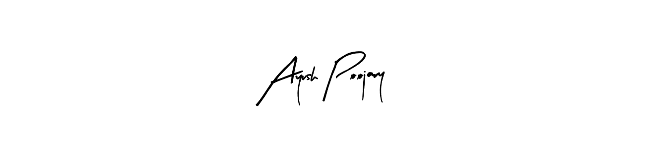 Similarly Arty Signature is the best handwritten signature design. Signature creator online .You can use it as an online autograph creator for name Ayush Poojary. Ayush Poojary signature style 8 images and pictures png