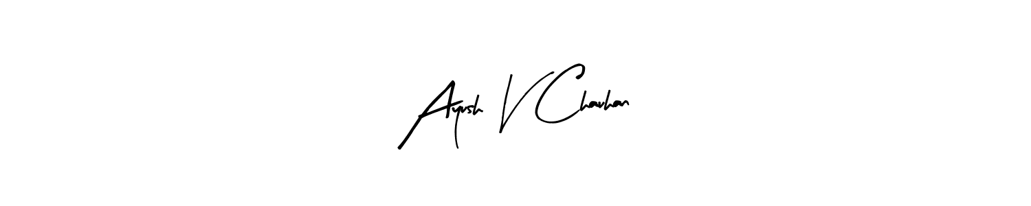 The best way (Arty Signature) to make a short signature is to pick only two or three words in your name. The name Ayush V Chauhan include a total of six letters. For converting this name. Ayush V Chauhan signature style 8 images and pictures png