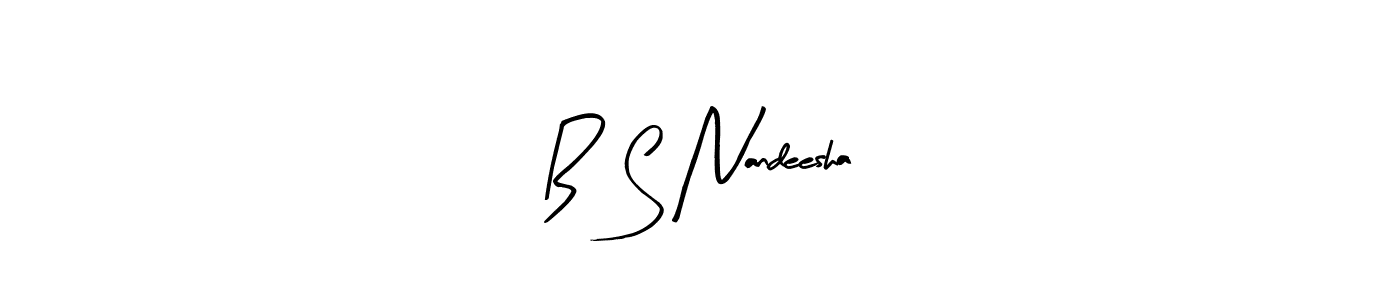 Also we have B  S Nandeesha name is the best signature style. Create professional handwritten signature collection using Arty Signature autograph style. B  S Nandeesha signature style 8 images and pictures png