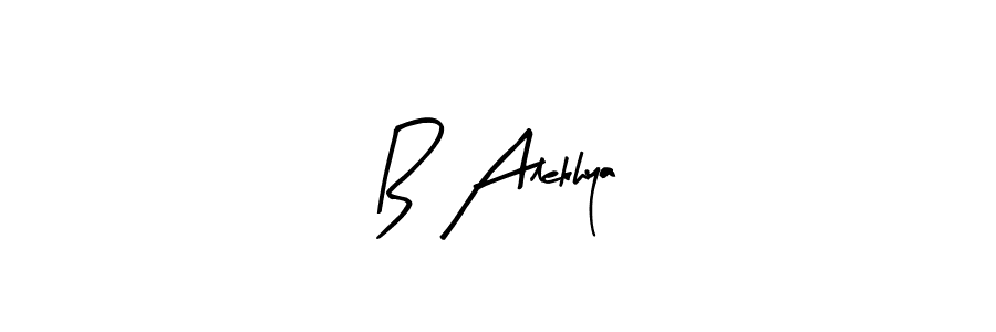 Arty Signature is a professional signature style that is perfect for those who want to add a touch of class to their signature. It is also a great choice for those who want to make their signature more unique. Get B Alekhya name to fancy signature for free. B Alekhya signature style 8 images and pictures png
