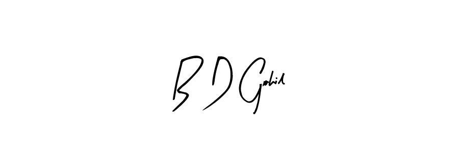 How to make B D Gohil name signature. Use Arty Signature style for creating short signs online. This is the latest handwritten sign. B D Gohil signature style 8 images and pictures png