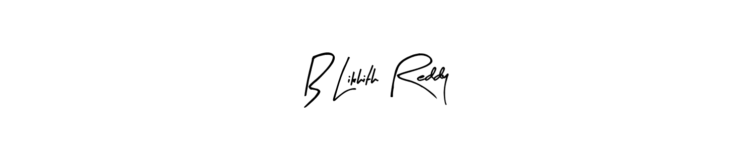 How to make B Likhith Reddy name signature. Use Arty Signature style for creating short signs online. This is the latest handwritten sign. B Likhith Reddy signature style 8 images and pictures png