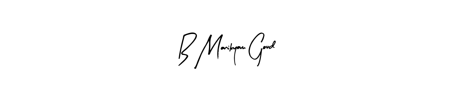 Create a beautiful signature design for name B Manikyam Goud. With this signature (Arty Signature) fonts, you can make a handwritten signature for free. B Manikyam Goud signature style 8 images and pictures png