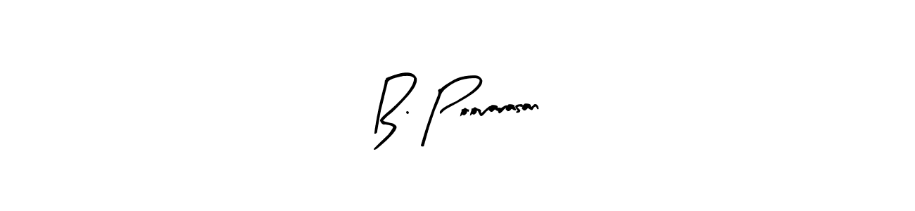 Arty Signature is a professional signature style that is perfect for those who want to add a touch of class to their signature. It is also a great choice for those who want to make their signature more unique. Get B. Poovarasan name to fancy signature for free. B. Poovarasan signature style 8 images and pictures png