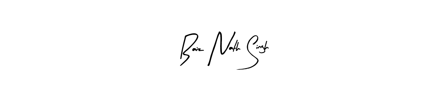 How to make Baiz Nath Singh name signature. Use Arty Signature style for creating short signs online. This is the latest handwritten sign. Baiz Nath Singh signature style 8 images and pictures png