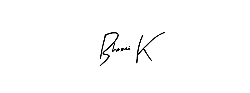 The best way (Arty Signature) to make a short signature is to pick only two or three words in your name. The name Bhoomi K include a total of six letters. For converting this name. Bhoomi K signature style 8 images and pictures png