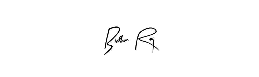The best way (Arty Signature) to make a short signature is to pick only two or three words in your name. The name Bidhun Raj include a total of six letters. For converting this name. Bidhun Raj signature style 8 images and pictures png