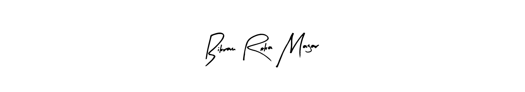 The best way (Arty Signature) to make a short signature is to pick only two or three words in your name. The name Bikram Roka Magar include a total of six letters. For converting this name. Bikram Roka Magar signature style 8 images and pictures png