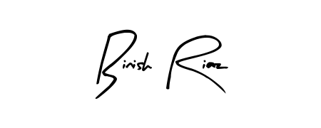 The Arty Signature typeface gives name Binish Riaz a refined look. Suitable for certificates, diplomas, and official verification. Binish Riaz signature style 8 images and pictures png