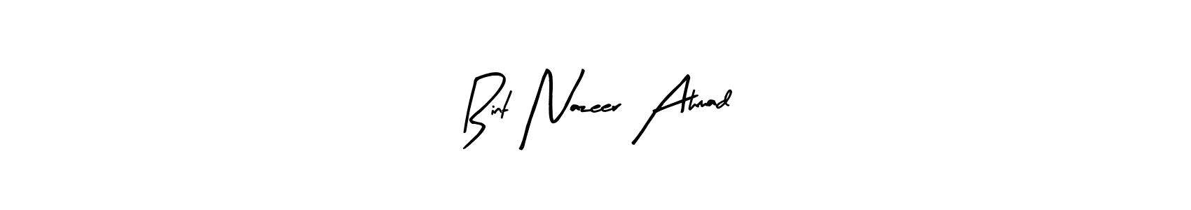 The best way (Arty Signature) to make a short signature is to pick only two or three words in your name. The name Bint Nazeer Ahmad include a total of six letters. For converting this name. Bint Nazeer Ahmad signature style 8 images and pictures png