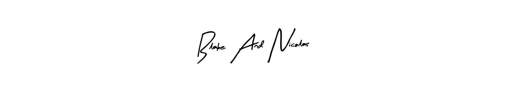 if you are searching for the best signature style for your name Blake And Nicolas. so please give up your signature search. here we have designed multiple signature styles  using Arty Signature. Blake And Nicolas signature style 8 images and pictures png