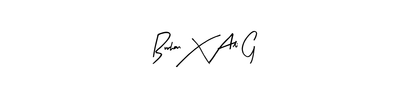 if you are searching for the best signature style for your name Burhan X Ali G. so please give up your signature search. here we have designed multiple signature styles  using Arty Signature. Burhan X Ali G signature style 8 images and pictures png