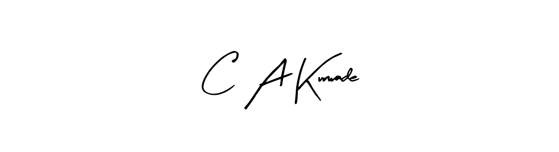 How to make C A Kurwade name signature. Use Arty Signature style for creating short signs online. This is the latest handwritten sign. C A Kurwade signature style 8 images and pictures png