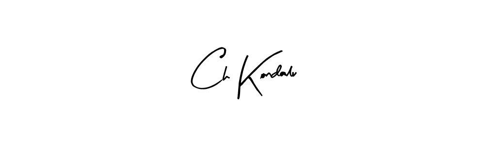 Arty Signature is a professional signature style that is perfect for those who want to add a touch of class to their signature. It is also a great choice for those who want to make their signature more unique. Get Ch Kondalu name to fancy signature for free. Ch Kondalu signature style 8 images and pictures png