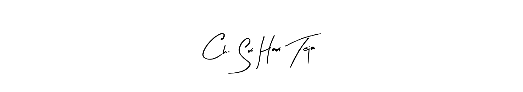 The best way (Arty Signature) to make a short signature is to pick only two or three words in your name. The name Ch. Sri Hari Teja include a total of six letters. For converting this name. Ch. Sri Hari Teja signature style 8 images and pictures png